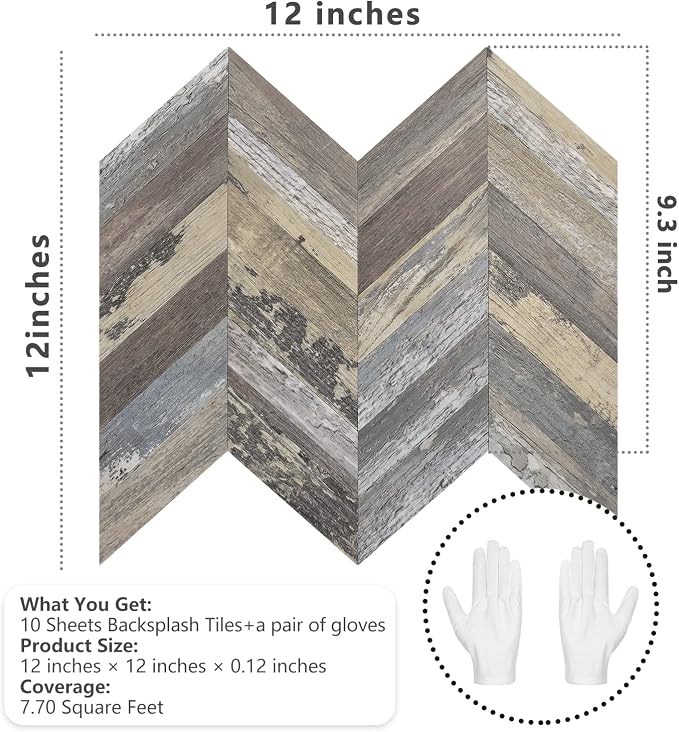 STICKGOO Herringbone Tile Peel and Stick Backsplash for Kitchen&Bathroom