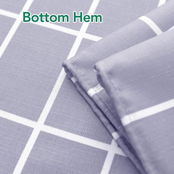 Fabric Farmhouse Shower Curtain-Cloth Extra Long Shower Curtains Bathroom | 72"Wx84"L Lavender Faux Linen Grid Minimalist Simple Rustic Neutral Shower Curtain-Geometric Plaid Washable Hotel Quality