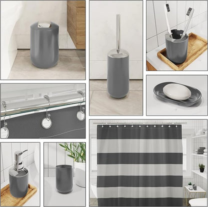 Clara Clark Bathroom Set - Gray Bathroom Accessories Set, 20PC Bathroom Accessory Set, Shower Curtain Set with Liner, Toothbrush Holder, Soap Dispenser, Soap Dish, Toilet Brush Holder, and Trash Can