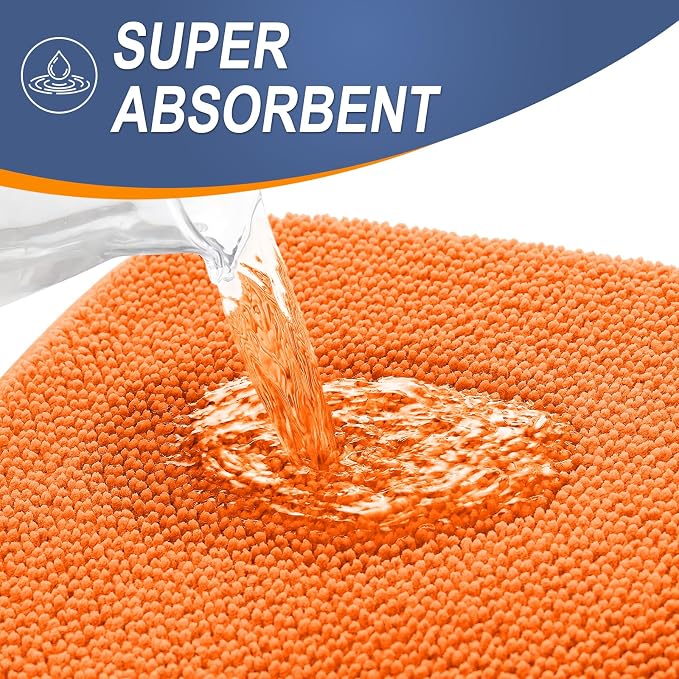 OLANLY Thick Memory Foam Bathroom Rugs 30x20, Absorbent Bath Mat, Orange | Soft Quick Dry Bath Rugs, Non-Slip, Machine Washable Carpet for Bathroom Floor, Tub and Shower, Home Decor Accessories