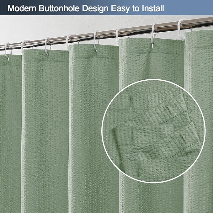Sage Green Shower Curtain for Bathroom 96 Inches Extra Long, Elegant 3D Embossed Textured Fabric Shower Curtains, Water Repellent, Machine Washable, Hotel Style, 72" W x 96" L, Sage Green