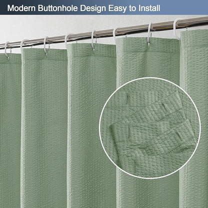 Sage Green Shower Curtain for Bathroom 84 Inches Eatra Long, 3D Embossed Textured Cloth Waffle Shower Curtain, Modern Luxury Hotel Style, Water Repellent, Machine Washable, 72X84, Sage Green