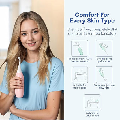 The Original HAPPYPO Portable Bidet l The Easy-Bidet 2.0 Replaces Wet Wipes and Shower Toilet l Portable Bidets Sprayer and Butt Shower for Travel - Peri Bottle Postpartum - Rose