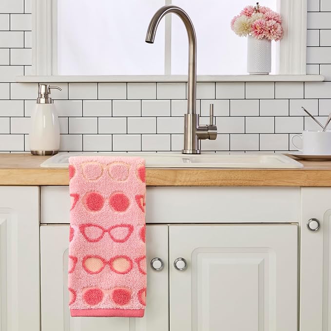 SKL Home Summer Shades Hand Towel Set-2pc, 100% Cotton Jacquard, Blush | Soft & absorbent. For use in the bathroom, kitchen or bar. Great for summer fun & everyday décor.