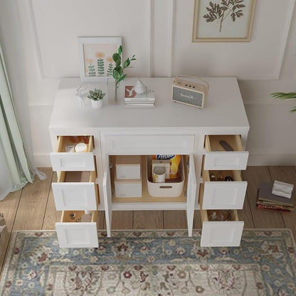 HomeBeyond 63 Inch Bathroom Vanity Base Only, Single Vanity Cabinet with Dove-Tailed Drawers, Soft-Closing Doors, White, Without Top,Small