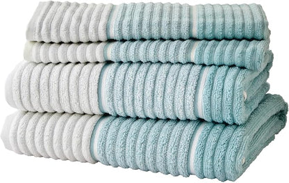 SKL Home Planet Ombre Bath Towel Set-4pc, 100% Turkish Cotton, Aqua | 2 Bath towels, 2 hand towels. 600 GSM weight. Spa-level quality. Soft & absorbent textured jacquard.