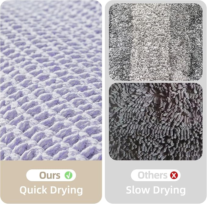 TYUU Waffle Runner Rug Bathroom, Long Cute Bath Mat, 72x24 Lavender Cream | Super Absorbent Quick Dry Bath Rug, Non-Slip Backing, Soft Waffle Washable Farmhouse Bathroom Mats, Tub, Shower & Home Decor