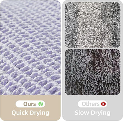 TYUU Waffle Runner Rug Bathroom, Long Cute Bath Mat, 72x24 Lavender Cream | Super Absorbent Quick Dry Bath Rug, Non-Slip Backing, Soft Waffle Washable Farmhouse Bathroom Mats, Tub, Shower & Home Decor