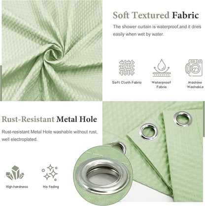 Tititex Solid Sage Green Cloth Fabric Shower Curtain Liner with 2 Magnets - Texture Soft Hotel Quality Waterproof Shower Liner, Light-Weight & Machine Washable 72x78 inch