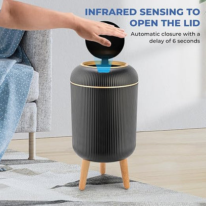 Pukomc Smart Sensor Wastebasket, Convenient and Hygienic Easy to Use | Technology Sensor Waterproof Wastebasket Plastic Trash Can for Kitchen, Bathroom, Bedroom, Living Room, Office and Outdoor