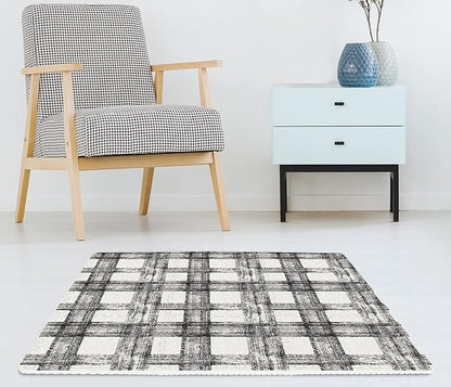 FloorPops FPF3751 Sawyer Plaid Interlocking Floor Tiles, Black