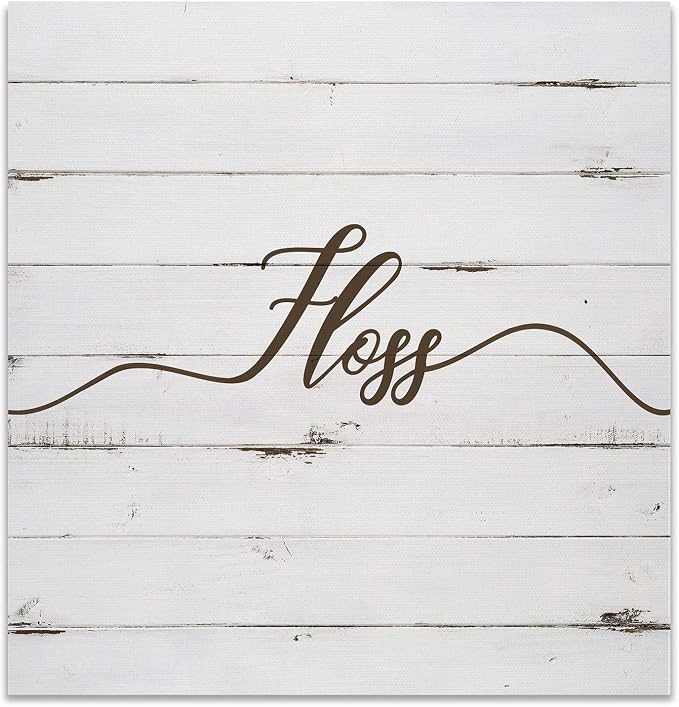 Renditions Gallery Rustic Floss Sign Bathroom Décor Gallery Wrapped Canvas Wall Art, 16x16,