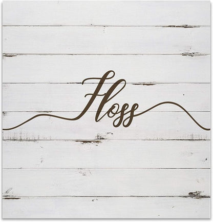 Renditions Gallery Rustic Floss Sign Bathroom Décor Gallery Wrapped Canvas Wall Art, 16x16,