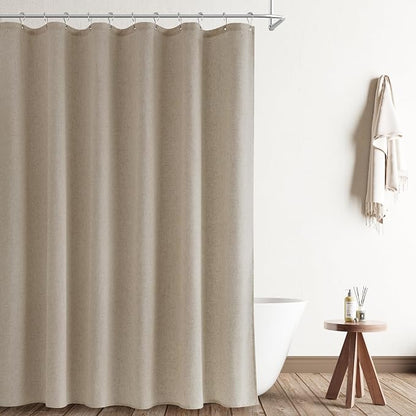 Extra Long Linen Shower Curtain 96 Inch Long for Bathroom Boho Farmhouse Fabric Shower Curtains Set with Hooks Neutral Cloth Modern Cottage Core Waterproof,Cobblestone
