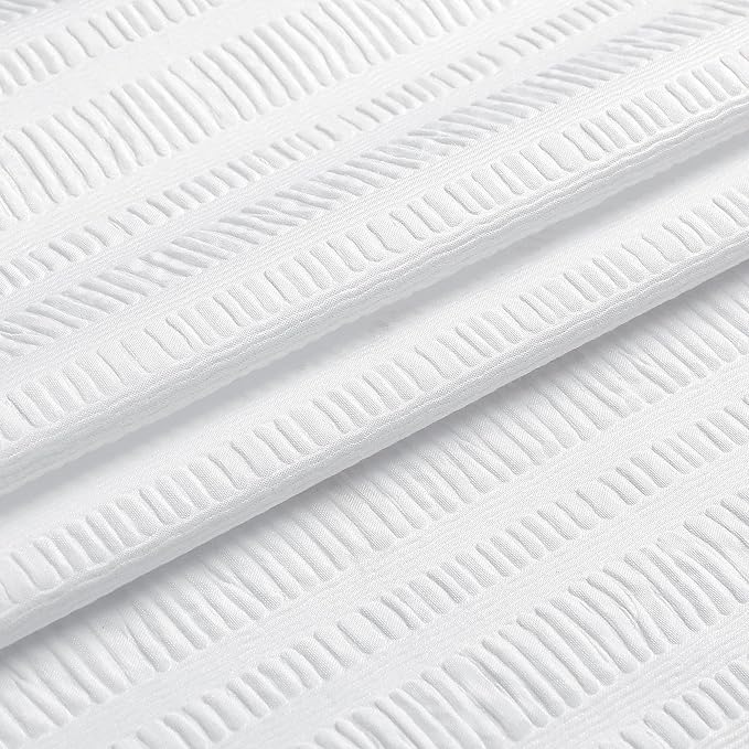 Aiyufeng Extra Long White Shower Curtain 96 Inch Long, Embossed Texture Fabric Bathroom Shower Curtain, Large Hotel Bath Curtain with 12 Holes, 72x96, White