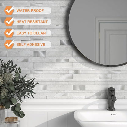 VAOVI Peel and Stick Tile Stone Backsplash for Kitchen Wall(10pcs,C Gray)