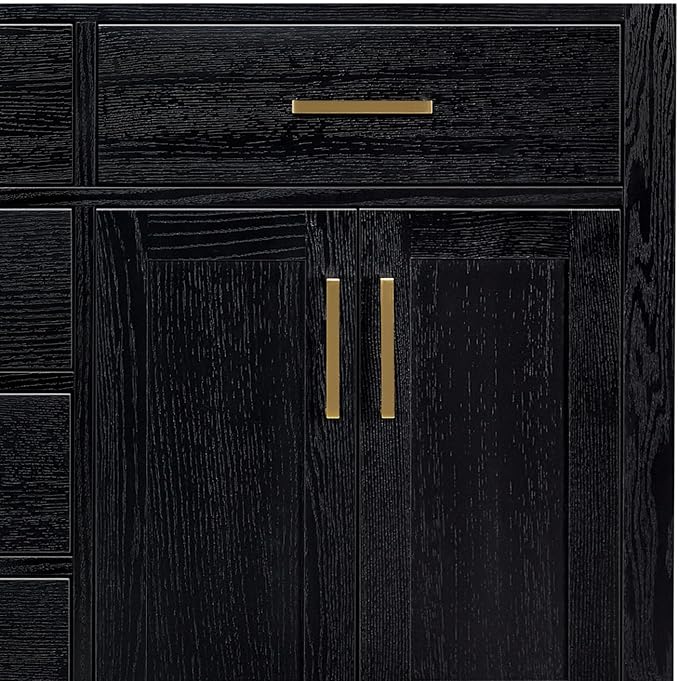 ARIEL Hepburn 66-inch Bathroom Vanity with Sink,Solid Wood, 1.5-inch Carrara White Quartz Countertop & Backsplash, Double Oval Porcelain Sink, 4 Soft Closing Doors, 6 Dovetail Drawers, Black Oak