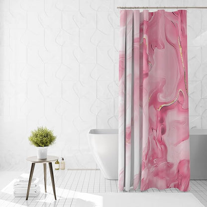 Mocsicka Shower Curtains for Bathroom, Pink Marble Shower Curtain for Bathroom, Pink and White Shower Curtain Modern Art Decor Waterproof Fabric Bath Curtain for Modern Bath Decor, 72 X 72 Inch