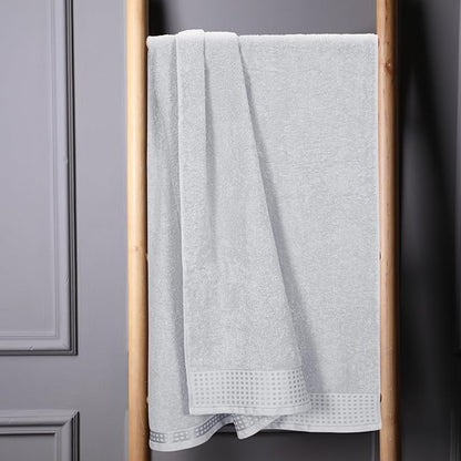GLAMBURG 100% Cotton Oversized 2 Pack Bath Sheets 35x70, Ultra Soft Highly Absorbant Compact Quickdry & Lightweight Large Bath Sheet Set, Ideal for Gym Travel Camp Pool - Light Grey