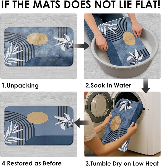 Bathroom Sets with Shower Curtain and Rugs, 4 Pcs, Boho Modern | Geometric Abstract Mid Century Bathroom Decor Set with Toilet Lid Cover, Non-Slip Bath Mats and Accessories 12 Hooks