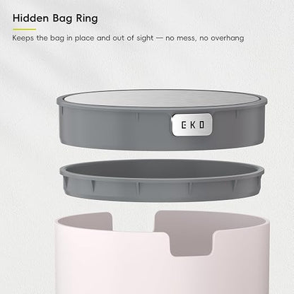 EKO Fandy 0.58 Gal/2.2L Mini Trash Can with Lid, Swing-Top Desktop Trash Can for Bathroom, Countertop, Vanity, Desk or Office, Small Garbage Bin (Pink) (Pack of 12)