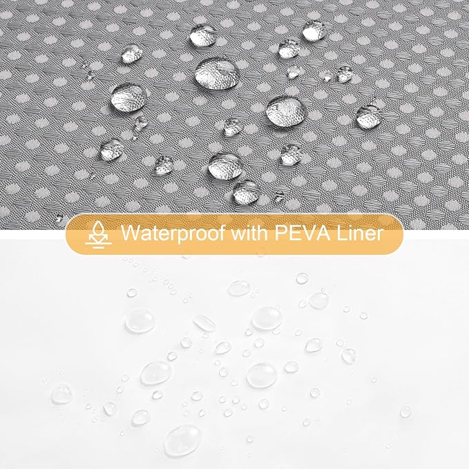 3 in 1 Grey Shower Curtain with PEVA Liner, 12 Hooks, 72x72 | Luxury Weighted Fabric Shower Curtain Set, 12 Stainless Steel Double-Sided Hooks, Water Repellent, Bathroom Decor