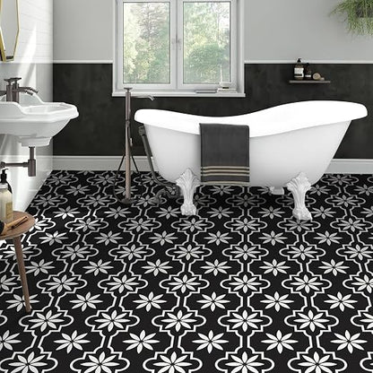 MORCART Peel and Stick Floor Tile, Vinyl Flooring Waterproof, DIY Flooring for Bathroom, Kitchen, Fireplace, Pet House, Stairs, Bedrooms, Wall (20PCS,7.87" x 7.87",White)