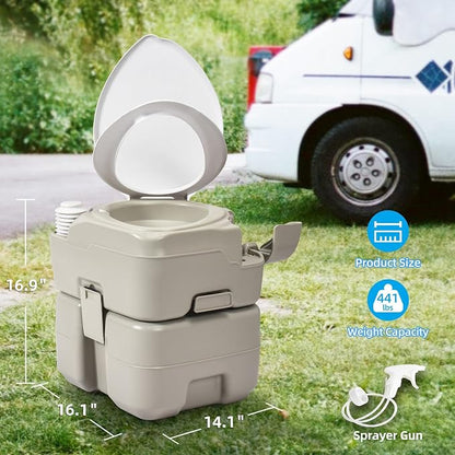 YITAHOME 5.28 Gallon Portable Camping Toilet Porta Potty with Diagonal | Hand Sprayer and Press Flush Pump, Space Saving Indoor Outdoor Toilet for Adults, RV Travel, Boat and Trips