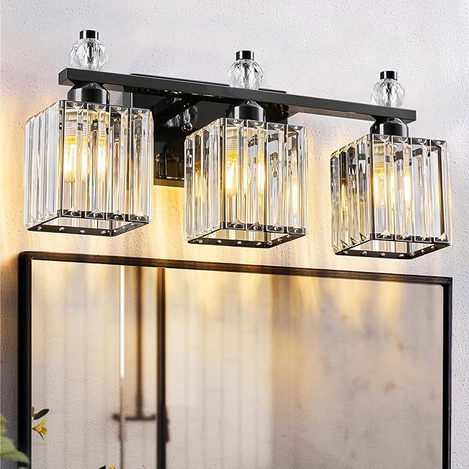 Black Bathroom Vanity Lights Crystal Vanity Light Bathroom Lighting Fixtures 3 Light Modern Vanity Lighting Fixtures