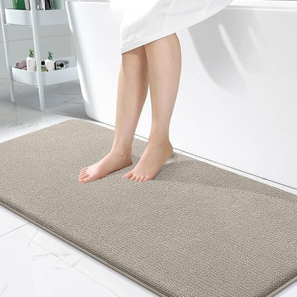 OLANLY Memory Foam Bathroom Runner Rugs 47x24, Long Bath Mats, Warm Taupe | Soft Quick Dry Bath Rugs, Non-Slip, Absorbent Machine Washable Mat for Bathroom Floor, Tub and Shower, Home Decor Accessories