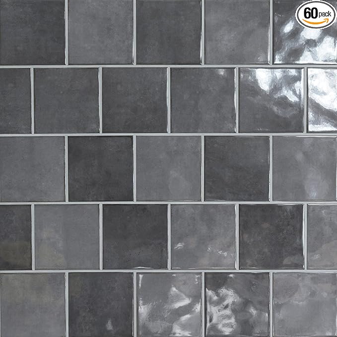 MSI Renzo Storm 5 in. x 5 in. Glossy Ceramic Square Wall Tile for Bathroom, Kitchen Backsplash, Accent Wall, and Shower