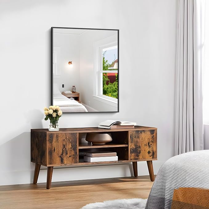 KOCUUY Black Mirror, 24x30 Inch Rectangle Bathroom Mirror for Over Sink, HD Tempered Glass, Anti-Rust Frame, Modern Design for Bathroom, Bedroom, Living Room, Entryway, Hang Horizontal/Vertical
