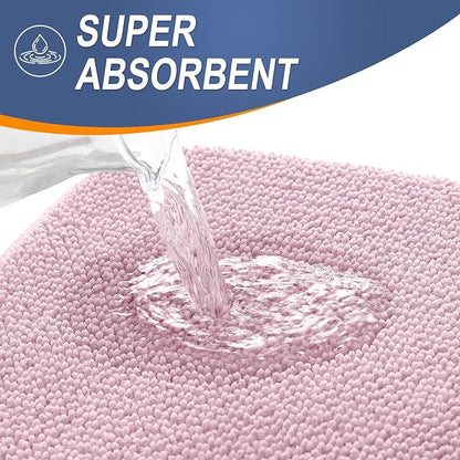 OLANLY Memory Foam Bathroom Runner Rugs 44x24, Long Bath Mats, Dusty Rose | Soft Quick Dry Bath Rugs, Non-Slip, Absorbent Machine Washable Mat for Bathroom Floor, Tub and Shower, Home Decor Accessories