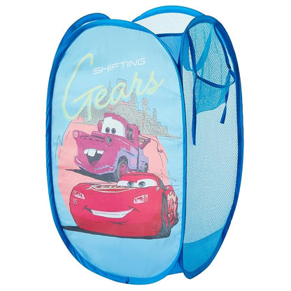 Disney Cars Pop-Up Hamper with Durable Carry Handles for Laundry, Kids Room & Nursery Storage, 21”H x 13.5”W x 13.5”L