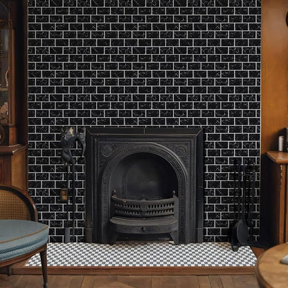 10 Sheets Thicker Design Peel and Stick Backsplash, 12"x12" Peel and Stick Wall Tiles, Subway Look Marble Tiles Backsplash for Kitchen and Bathroom, Black Marquina
