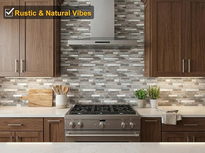 Yipscazo 2026 New Upgrade Peel and Stick Wood Metal Tile Backsplash, Stick on Tiles for Backsplash Kitchen, Bathroom (20 Sheets, Light Wood)