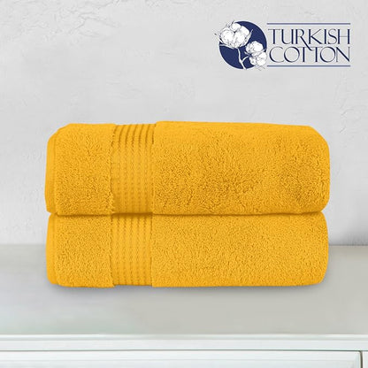 Elegant Comfort Premium Turkish Cotton 2 Pack Bath Towel Set - 27 x 54 inch, Luxurious Hotel Spa Quality 100% Turkish Cotton 2PC Bath Towel Set - Highly Absorbent - Soft Bathroom Towels, Orange