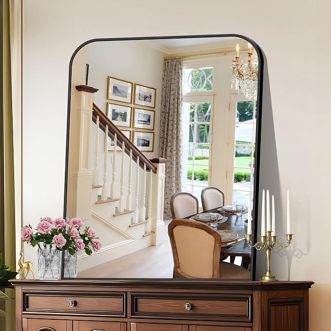 COFENY Bathroom Mirror, 30x36 inch Black Rectangle Wall Mounted Mirror with Thin Frame, Bathroom Vanity Mirrors for Over Sink, Entryway, Living Room, Bedroom