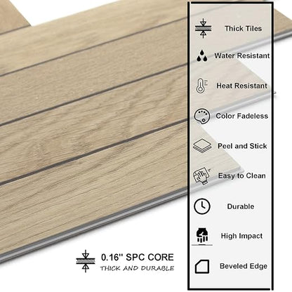 12-Pack Peel and Stick Floor Tile, 10.8" x 9.3" Herringbone SPC Self-Adhesive Luxury Vinyl Flooring, Wood-Look Groutable Backsplash Tile for Kitchen Bathroom, Warm Oak, Covers 8.4 Sq. Ft.
