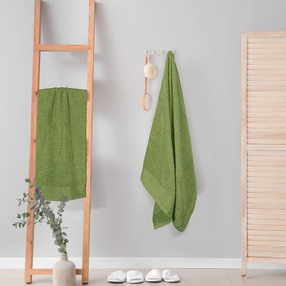 GLAMBURG 100% Cotton 2 Pack Oversized Bath Towel Set 28x55 Inches, Ultra Soft Highly Absorbant Compact Quickdry & Lightweight Large Bath Towels, Ideal for Gym Travel Camp Pool - Kiwi Green