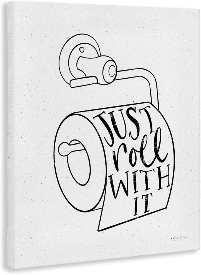 Bathroom Humor Comic Phrase, 30 x 40 Inch Canvas Wall Art | Stupell Industries · By Becky Thorns · Ready to hang · Fun gift for bath and laundry spaces · Made in USA
