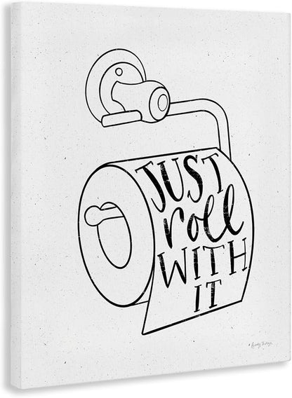 Bathroom Humor Comic Phrase, 30 x 40 Inch Canvas Wall Art | Stupell Industries · By Becky Thorns · Ready to hang · Fun gift for bath and laundry spaces · Made in USA