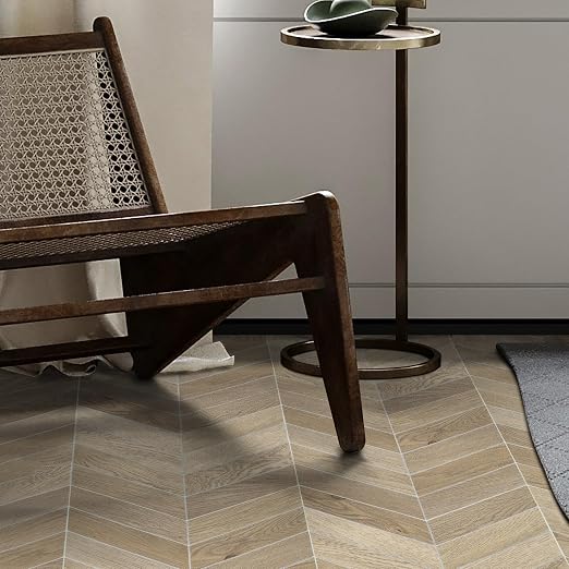 12-Pack Peel and Stick Floor Tile, 12.2" x 10" Chevron SPC Self-Adhesive Luxury Vinyl Flooring, Wood-Look Groutable Backsplash Tile for Kitchen Bathroom, Warm Oak, Covers 10.32 Sq. Ft.