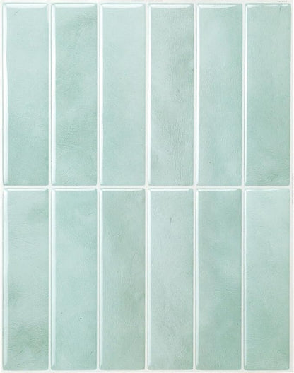 Smart Tiles Peel and Stick backsplash, Stacked Teal, 11.43"x9" | Pack of 5 (3.5 sq ft), Glossy, Heat/Moisture Resistant, Low VOC, Kitchen/Bathroom, Renter Friendly, Made in Canada