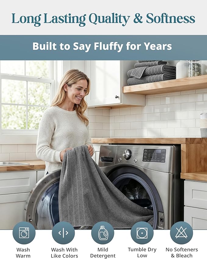Casa Platino 100% Cotton Bath Sheets Set of 4 (36"x72") - Ring Spun Cotton Extra Large Bath Towels Sets - Quick Dry, Soft & Absorbent Oversized Grey Towel Sets - Fade Resistant - Ultimate Grey