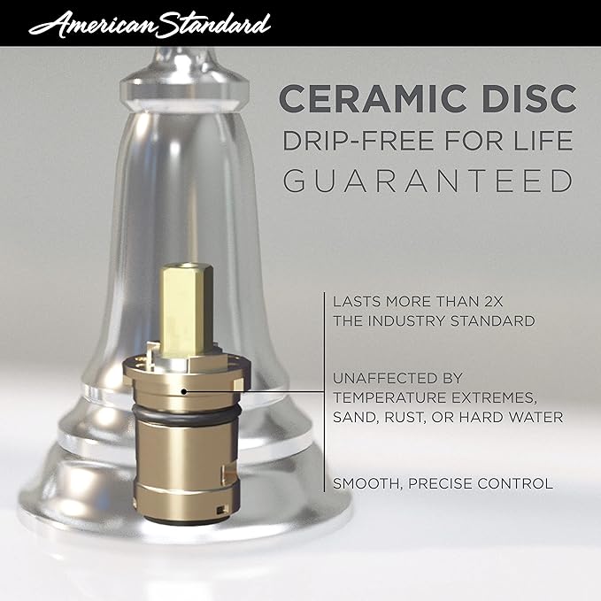 American Standard 7018201.243 Edgemere 4-Inch Centerset 2-Handle Bathroom Faucet, Brass, Matte Black