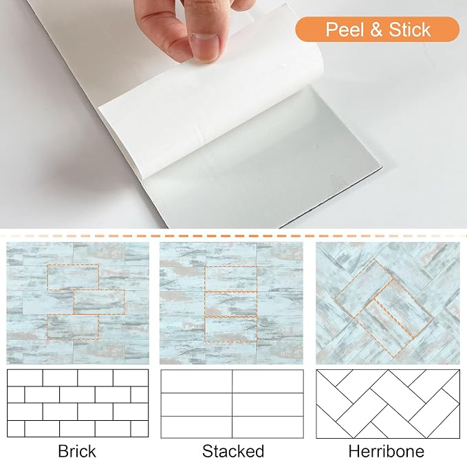 VAOVI Matte Peel and Stick Tiles Bathroom Wall(23pcs,Blue)