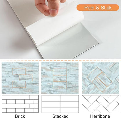 VAOVI Matte Peel and Stick Tiles Bathroom Wall(23pcs,Blue)
