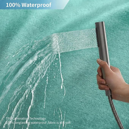 Waterproof Fabric Shower Curtain,No Liner Needed,72x72,Teal | 2-in-1 Design,Linen Textured,100% Waterproof TPU-Laminated Backing,Magnetic Weighted,Machine Washable,For Bathroom,Hotel