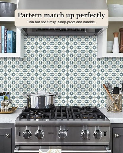 Peel and Stick Floor Tile, Waterproof Vinyl Flooring, Snap-Proof DIY Flooring Tiles for Bathroom, Kitchen, Fireplace, Wall, Backsplash, Home Decor, No Residue, 20 Tiles-7.87" Thin Ver, Aqua